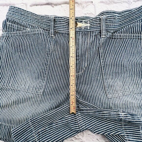 LRL Lauren Jeans Shorts Womans 8 Blue White Striped Anchor Button Cotton - Picture 8 of 10